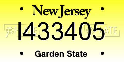 I433405 New Jersey License Plate