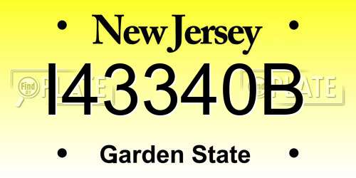 I43340B New Jersey License Plate