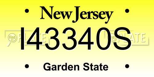 I43340S New Jersey License Plate
