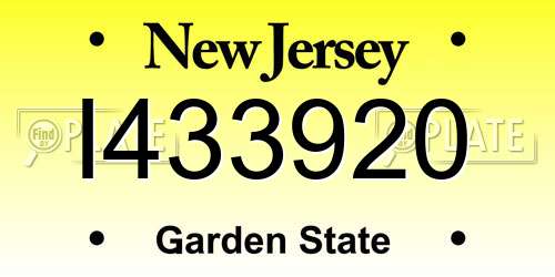 I433920 New Jersey License Plate