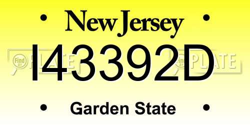 I43392D New Jersey License Plate