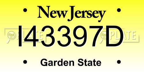 I43397D New Jersey License Plate
