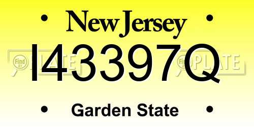 I43397Q New Jersey License Plate