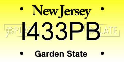 I433PB New Jersey License Plate