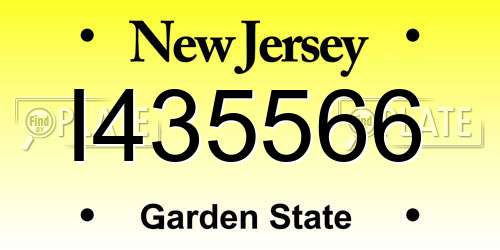 I435566 New Jersey License Plate
