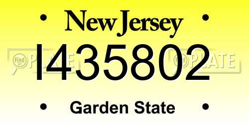 I435802 New Jersey License Plate