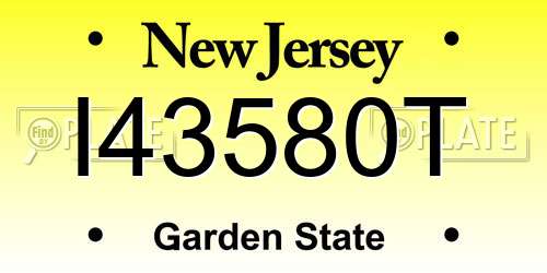 I43580T New Jersey License Plate
