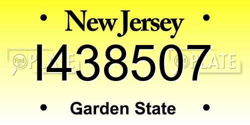 I438507 New Jersey License Plate