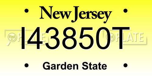 I43850T New Jersey License Plate