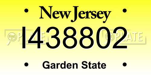 I438802 New Jersey License Plate
