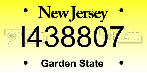 I438807 New Jersey License Plate