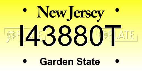 I43880T New Jersey License Plate