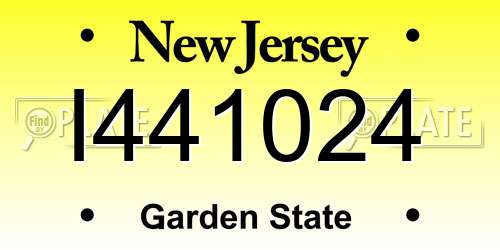 I441024 New Jersey License Plate