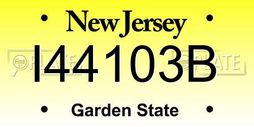 I44103B New Jersey License Plate