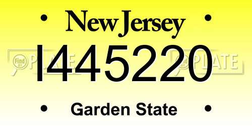 I445220 New Jersey License Plate