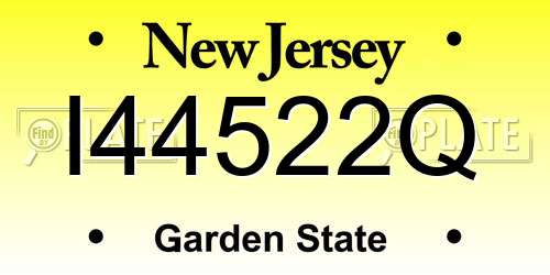I44522Q New Jersey License Plate