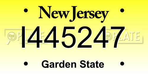 I445247 New Jersey License Plate