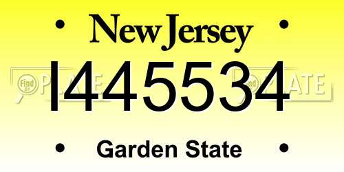 I445534 New Jersey License Plate