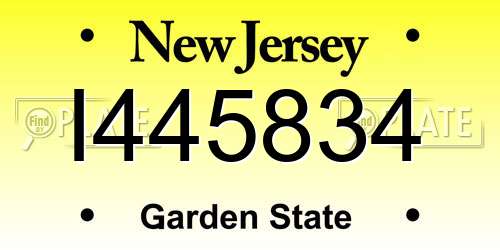 I445834 New Jersey License Plate