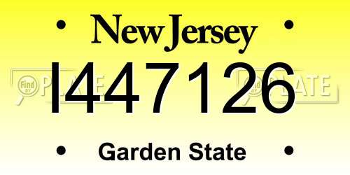 I447126 New Jersey License Plate