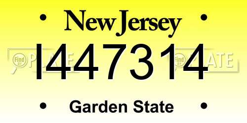 I447314 New Jersey License Plate