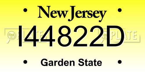 I44822D New Jersey License Plate