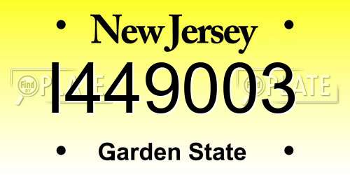 I449003 New Jersey License Plate