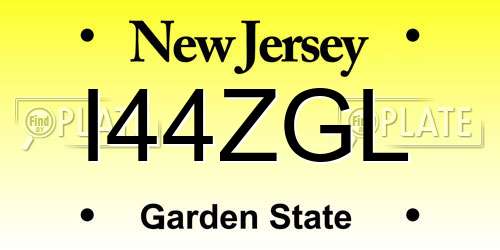 I44ZGL New Jersey License Plate