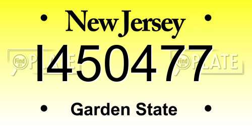 I450477 New Jersey License Plate