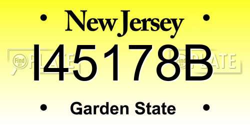 I45178B New Jersey License Plate