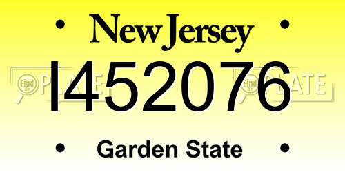 I452076 New Jersey License Plate