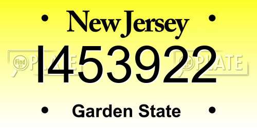 I453922 New Jersey License Plate