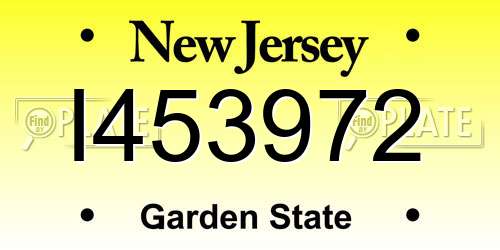 I453972 New Jersey License Plate