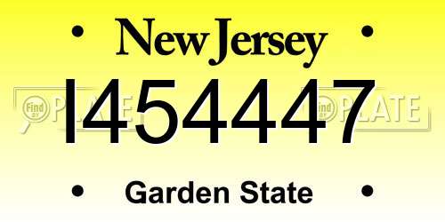 I454447 New Jersey License Plate