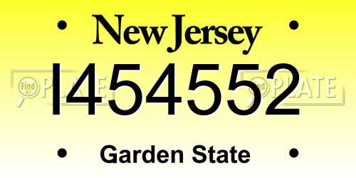 I454552 New Jersey License Plate