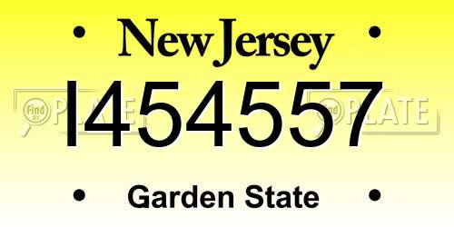 I454557 New Jersey License Plate
