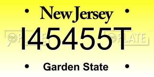 I45455T New Jersey License Plate