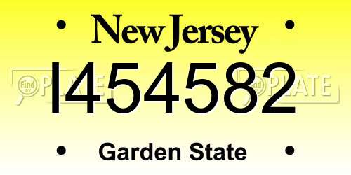 I454582 New Jersey License Plate