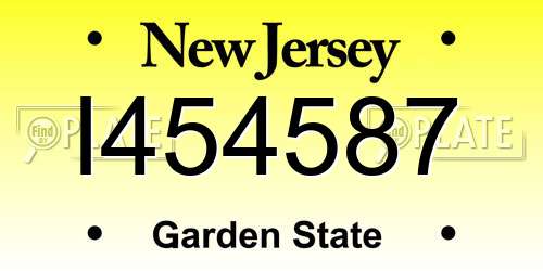 I454587 New Jersey License Plate