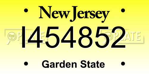 I454852 New Jersey License Plate