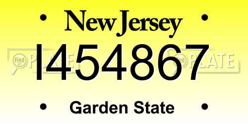 I454867 New Jersey License Plate