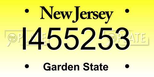 I455253 New Jersey License Plate