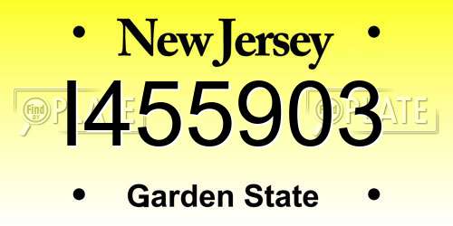 I455903 New Jersey License Plate