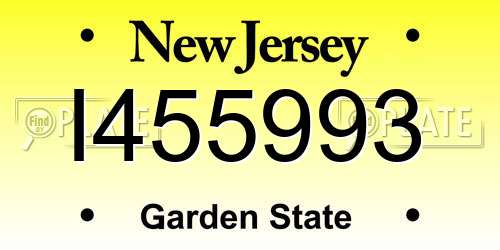 I455993 New Jersey License Plate