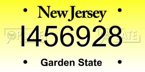 I456928 New Jersey License Plate