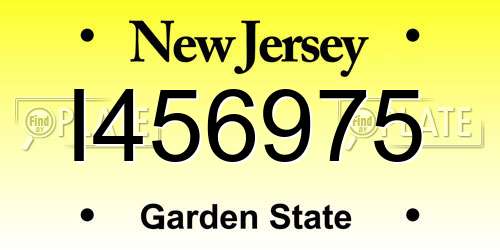 I456975 New Jersey License Plate