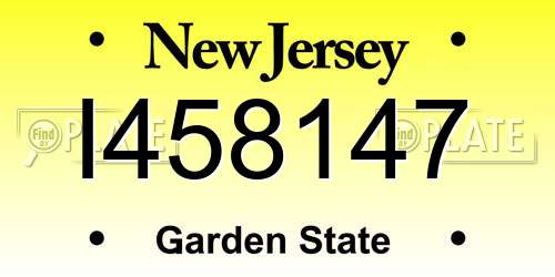 I458147 New Jersey License Plate
