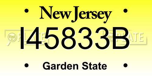 I45833B New Jersey License Plate