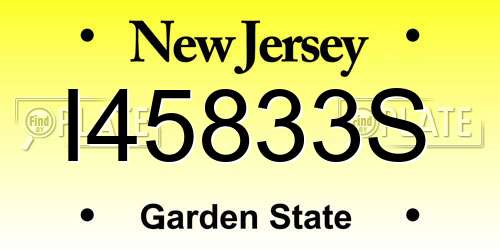 I45833S New Jersey License Plate
