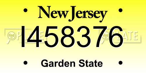 I458376 New Jersey License Plate